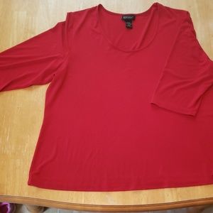 Lane Bryant Red Scooped Neck 3/4 Sleeve Blouse